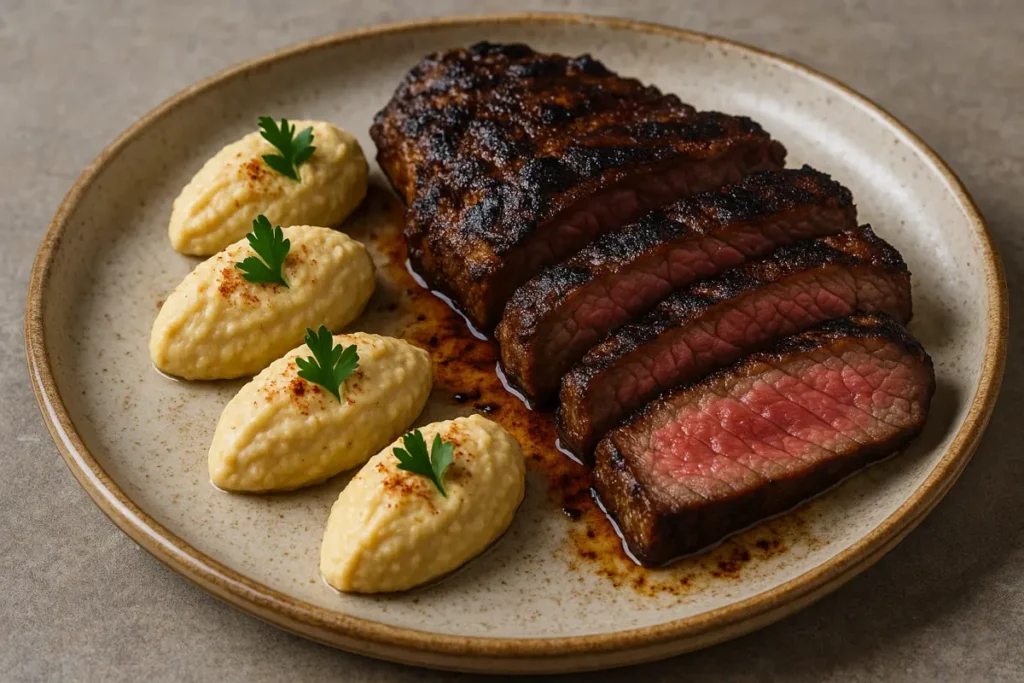 come servire hummus con tagliata