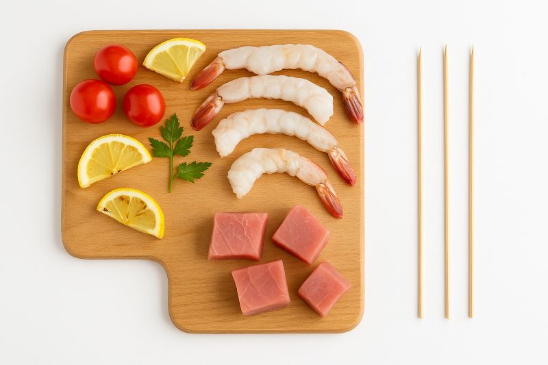 ingredienti spiedini di pesce